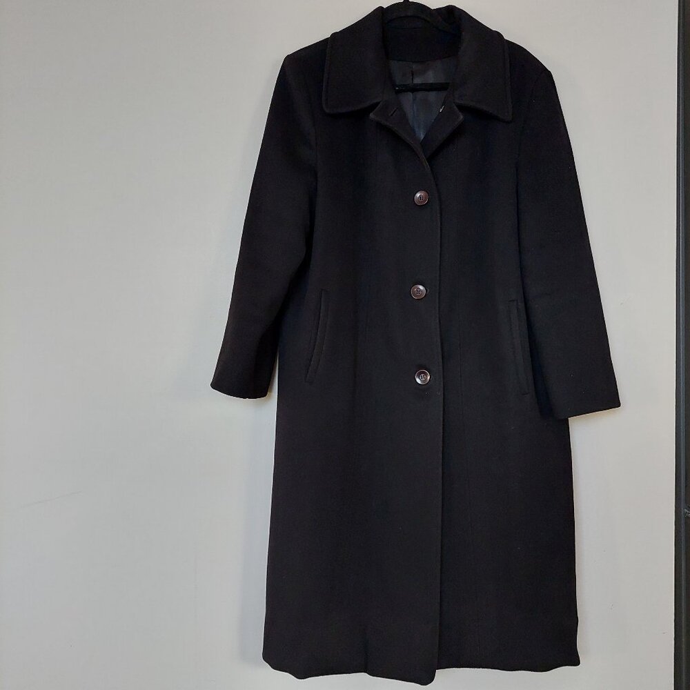 Vintage Modelcraft Women's 14/XL Pure Virgin Long 100% Wool Coat, Black